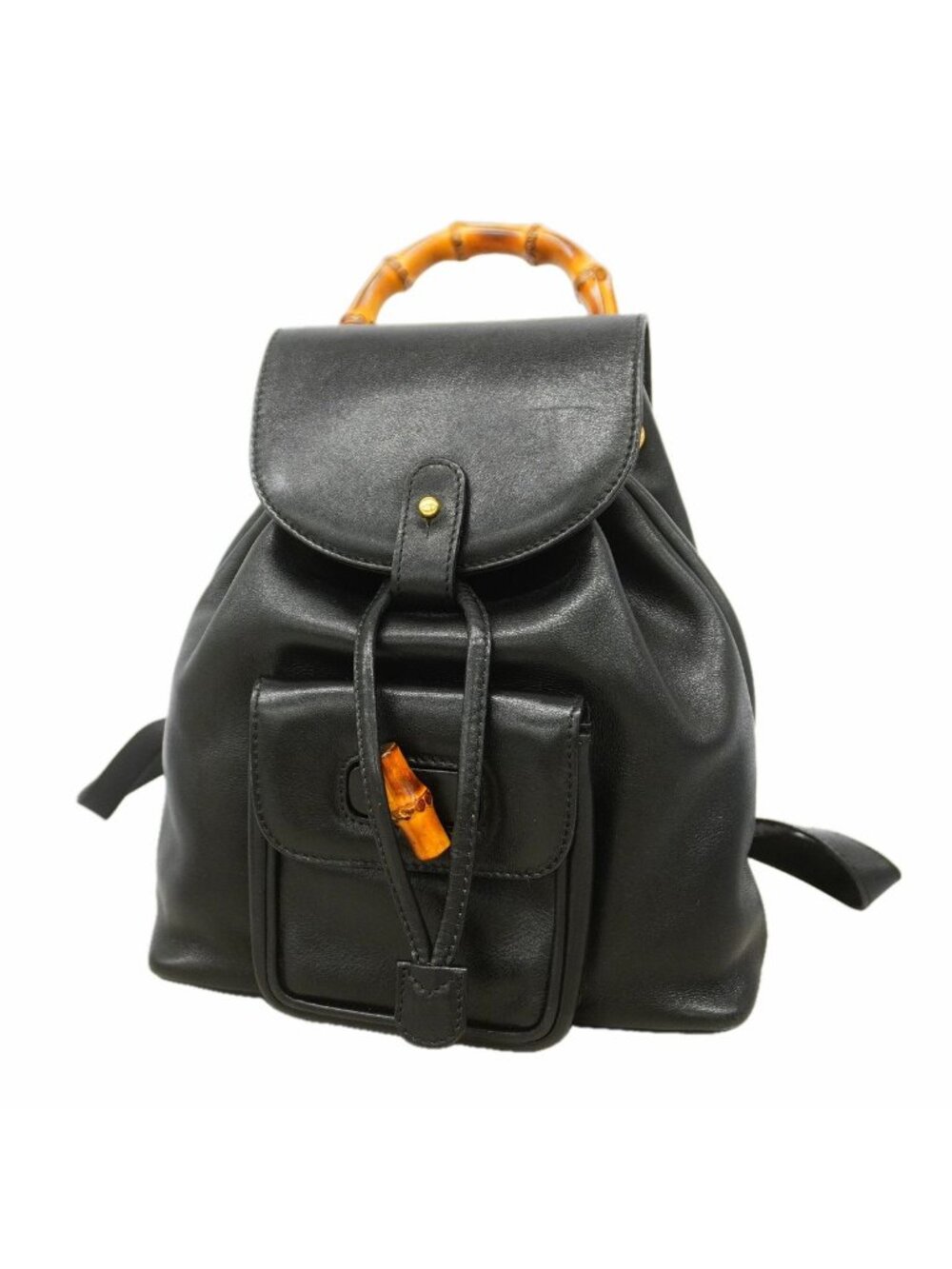 Gucci Backpack Bamboo 003 Leather Black Gold